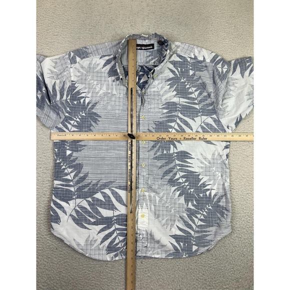 Reyn Spooner Shirt Mens XL Blue White Leaf Hawaiian Short Sleeve Button Up - Picture 7 of 8